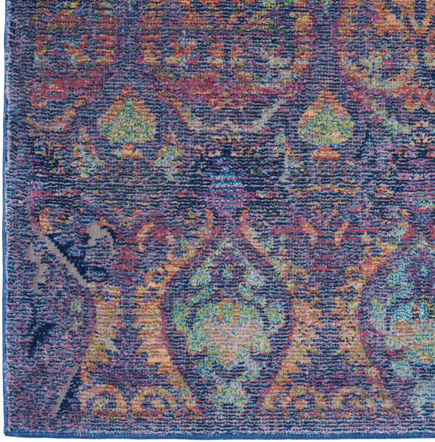 Navy Blue and Orange Ogee Distressed Non Skid Area Rug Photo 9