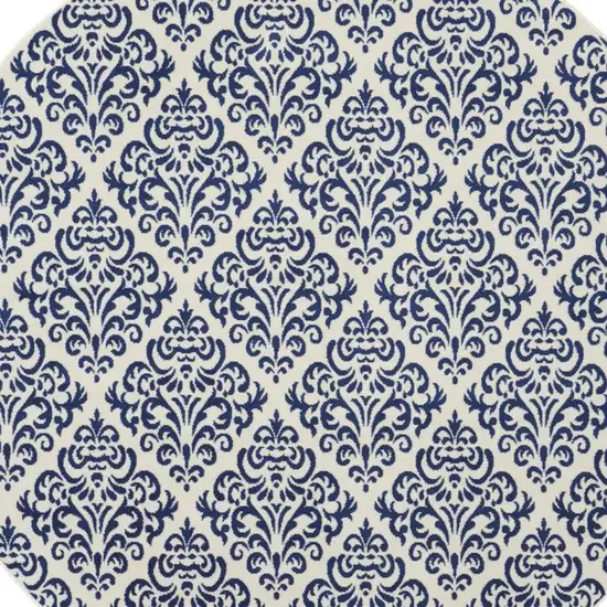 Navy Blue and Orange Ogee Distressed Non Skid Area Rug Photo 1