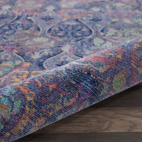 Navy Blue and Orange Ogee Distressed Non Skid Area Rug Photo 8