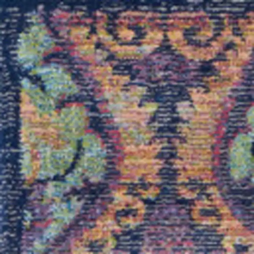 Navy Blue and Orange Ogee Distressed Non Skid Area Rug Photo 8