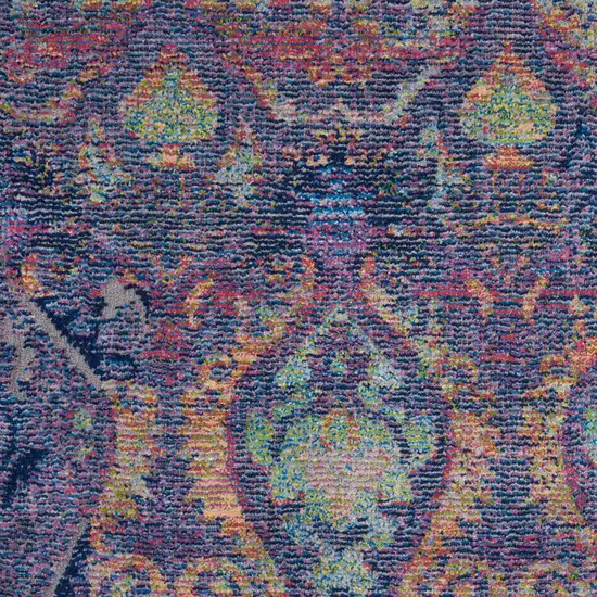 Navy Blue and Orange Ogee Distressed Non Skid Area Rug Photo 2