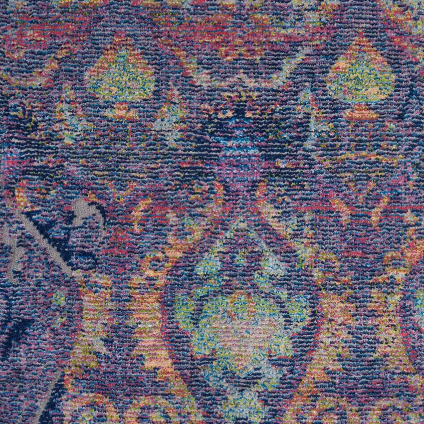 Navy Blue and Orange Ogee Distressed Non Skid Area Rug Photo 2