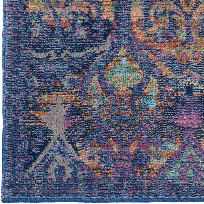 Navy Blue and Orange Ogee Distressed Non Skid Area Rug Photo 7