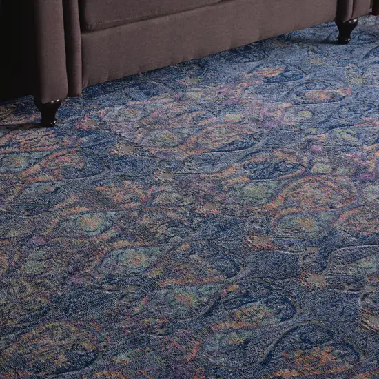 Navy Blue and Orange Ogee Distressed Non Skid Area Rug Photo 4