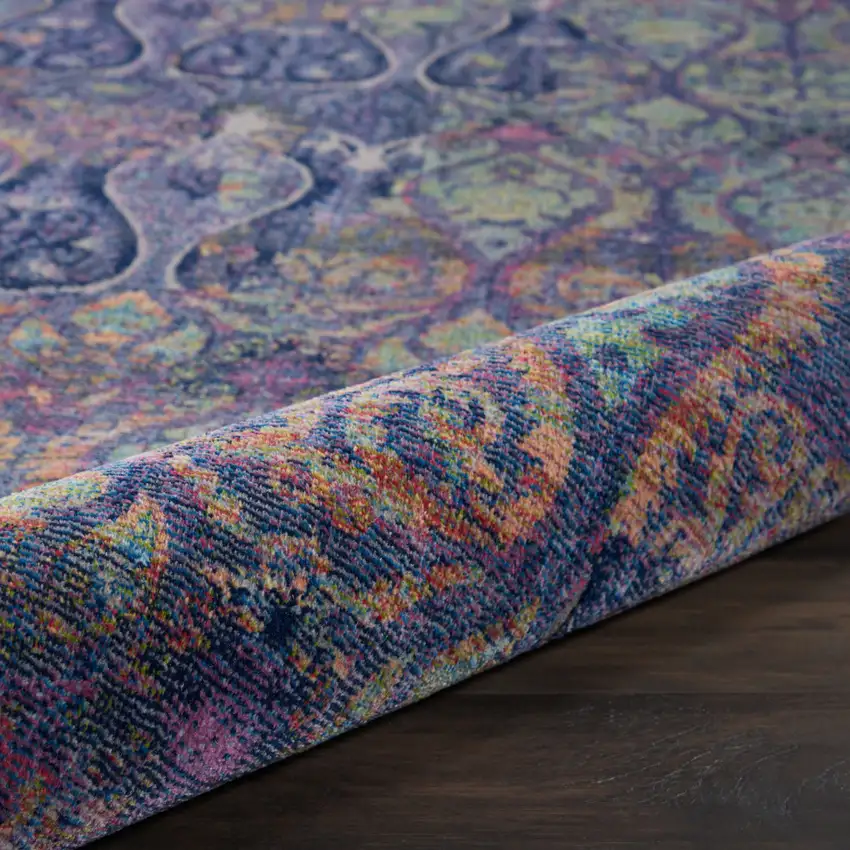 Navy Blue and Orange Ogee Distressed Non Skid Area Rug Photo 6