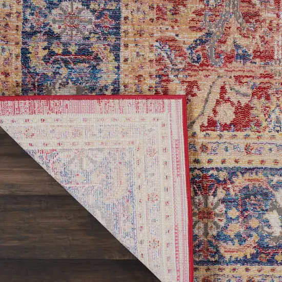 Navy Blue and Red Floral Distressed Non Skid Area Rug Photo 7