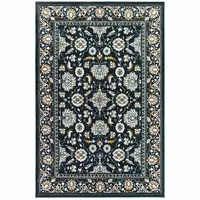 Photo of Navy Caramel And Ivory Oriental Power Loom Stain Resistant Area Rug