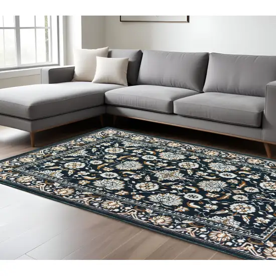 Navy Blue And Gold Oriental Area Rug Photo 1