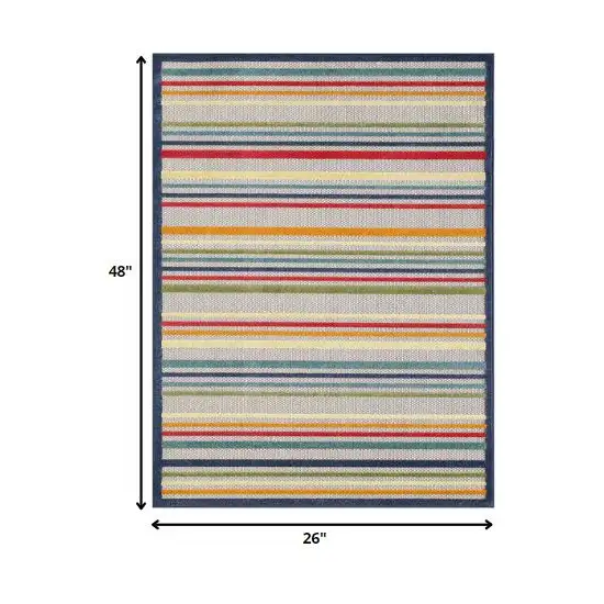 Ivory And Blue Indoor Outdoor Area Rug Photo 6
