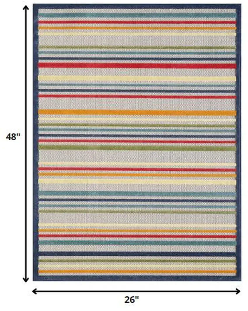 Ivory And Blue Indoor Outdoor Area Rug Photo 6