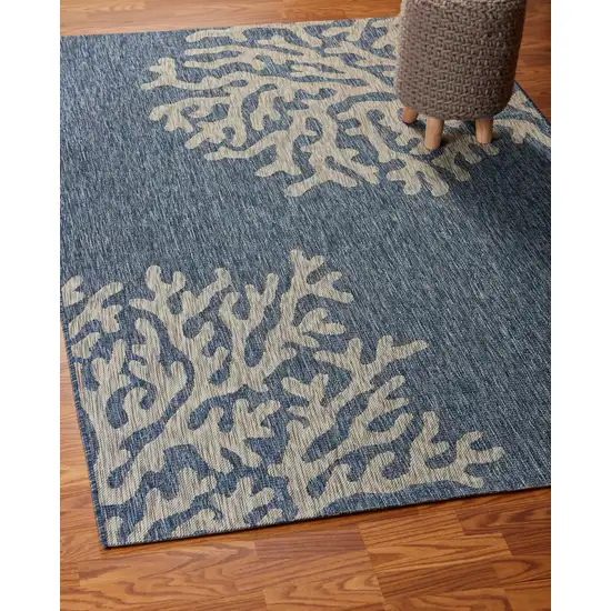 Navy Coral Reef Indoor Outdoor Area Rug Photo 8