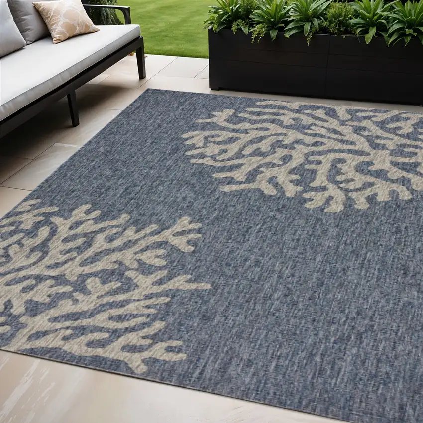 Blue And Gray Indoor Outdoor Area Rug Photo 1