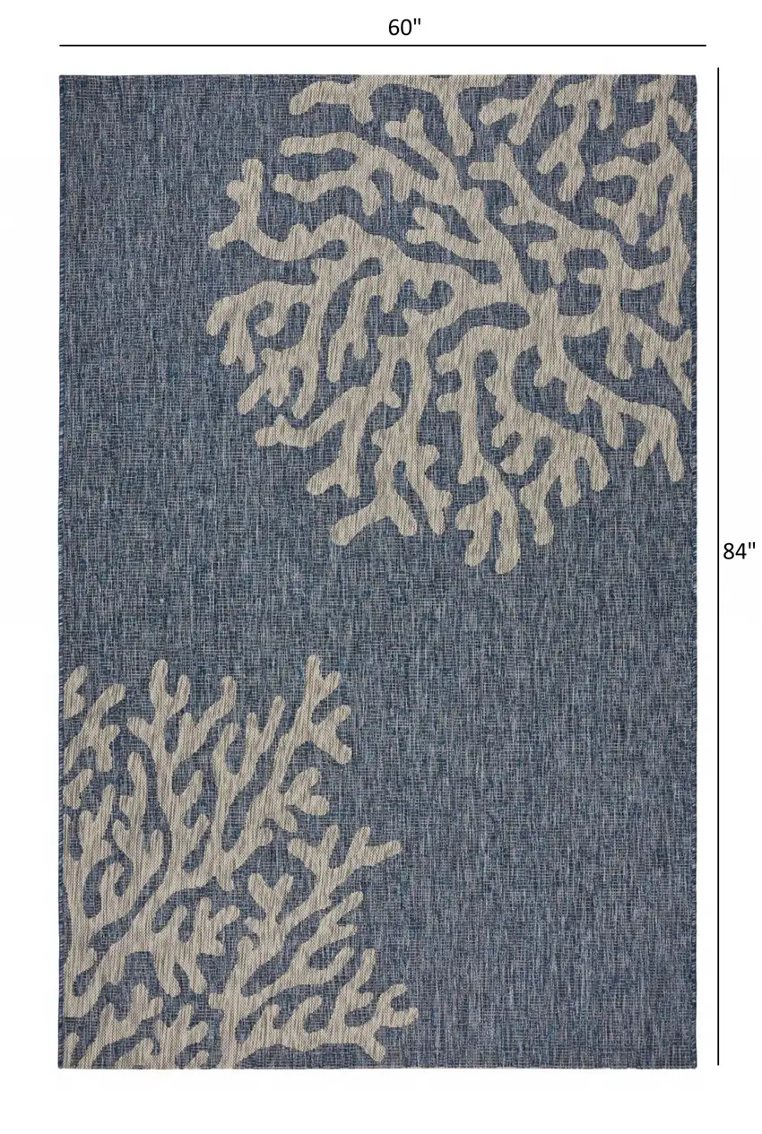 Navy Coral Reef Indoor Outdoor Area Rug Photo 5