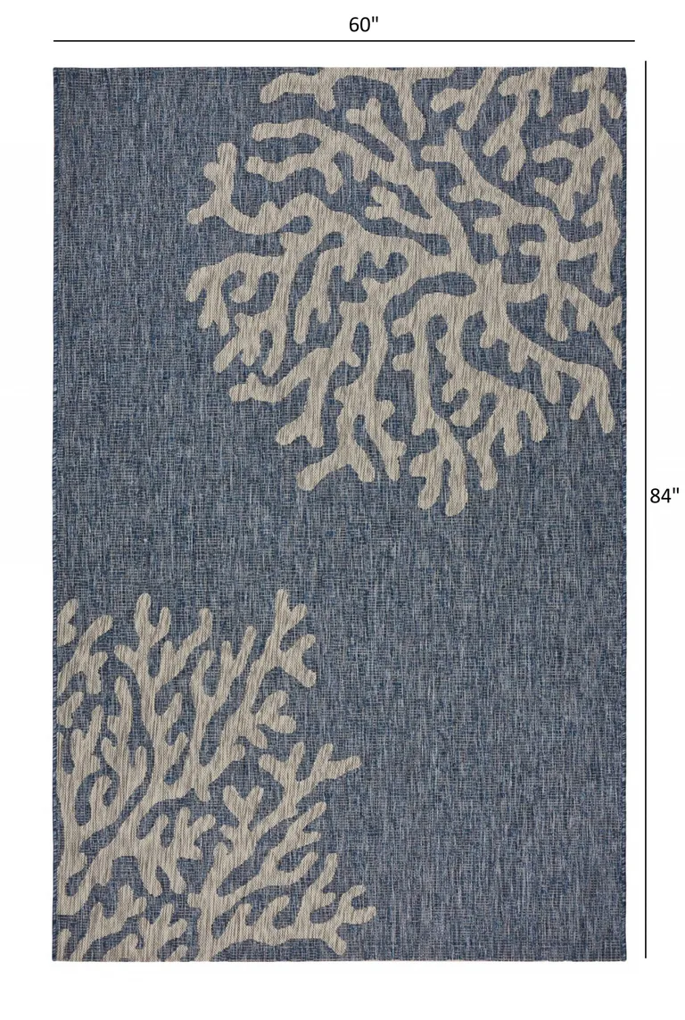 Navy Coral Reef Indoor Outdoor Area Rug Photo 5