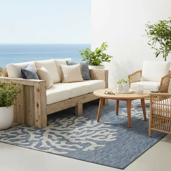 Blue And Gray Indoor Outdoor Area Rug Photo 4