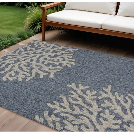 Blue And Gray Indoor Outdoor Area Rug Photo 1