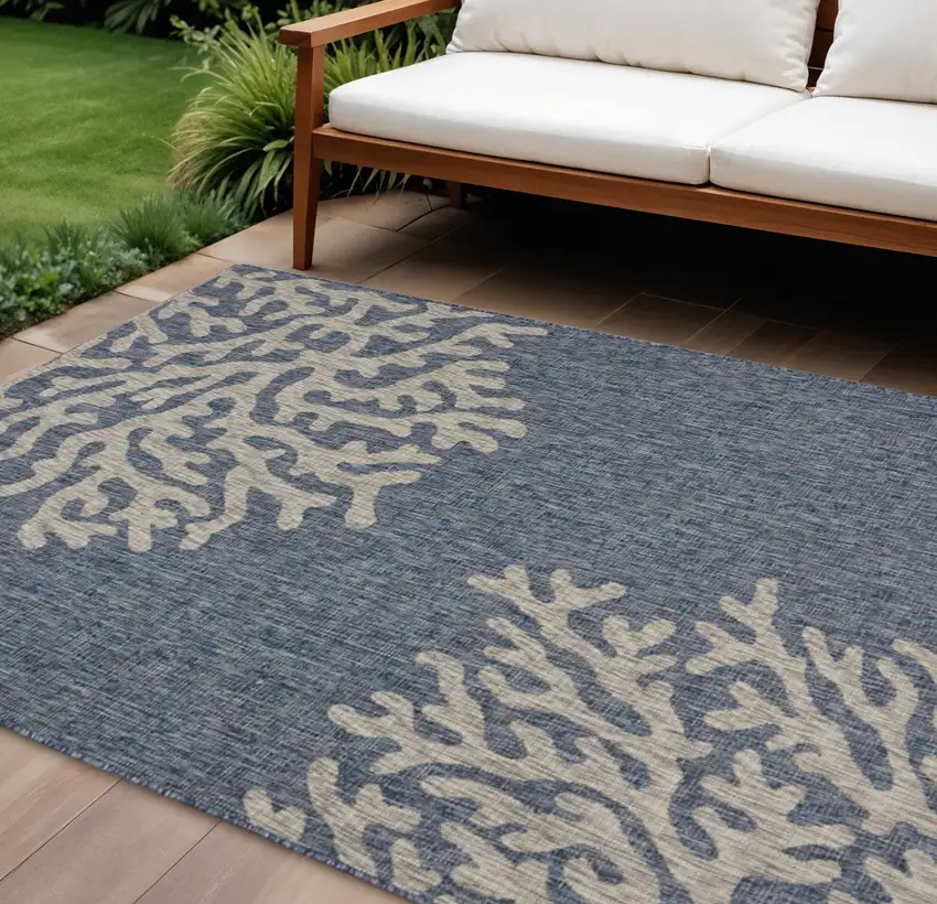 Blue And Gray Indoor Outdoor Area Rug Photo 1