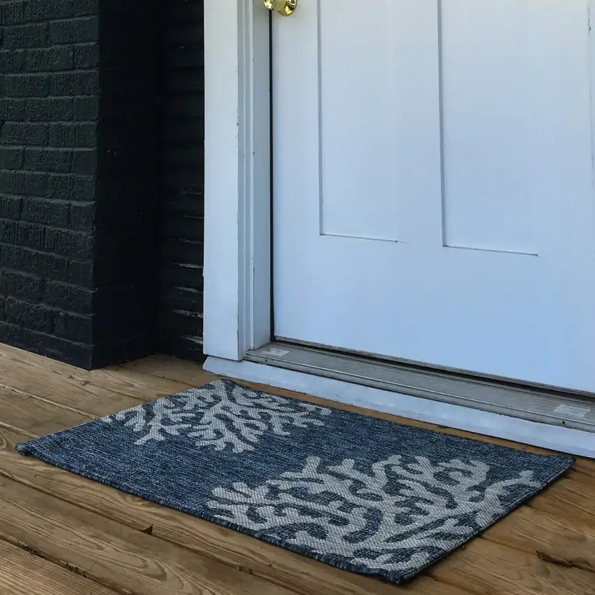 Navy Coral Reef Indoor Outdoor Scatter Rug Photo 7