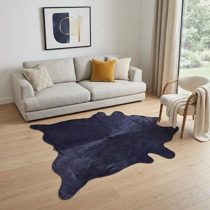 Navy Blue Cowhide Cowhide Area Rug Photo 1