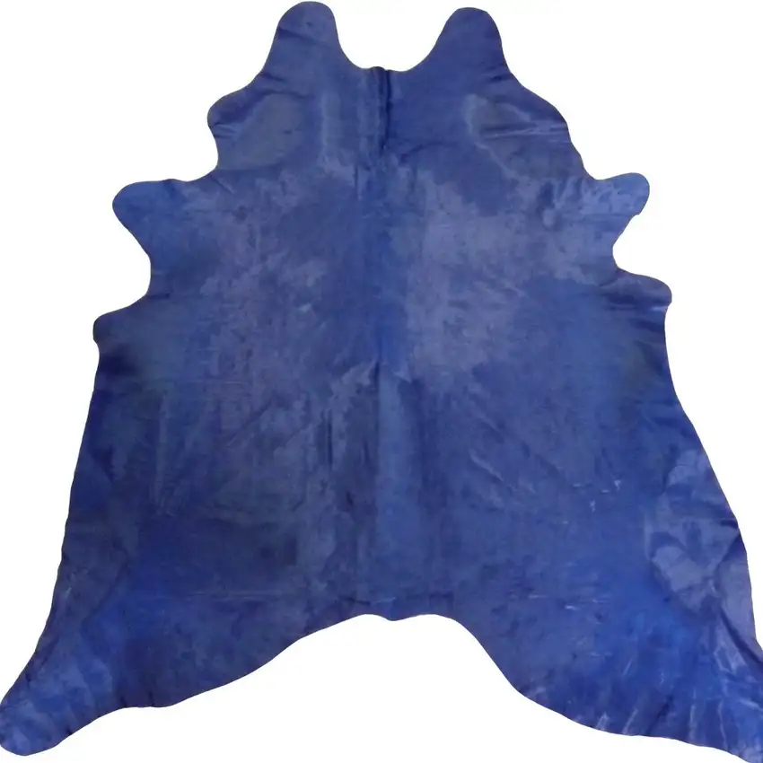 6 Ft Navy Dyed Stenciled Cowhide Rug Photo 4