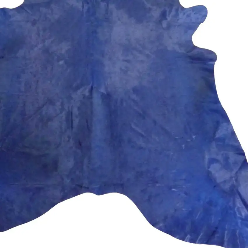 6 Ft Navy Dyed Stenciled Cowhide Rug Photo 3