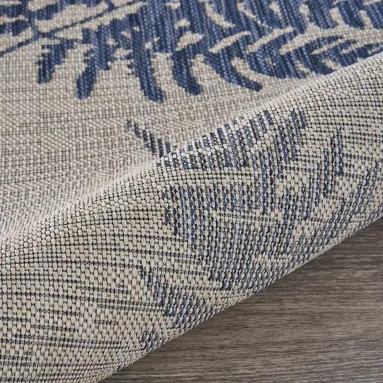 Navy Fern Leaves Indoor Outdoor Area Rug Photo 4