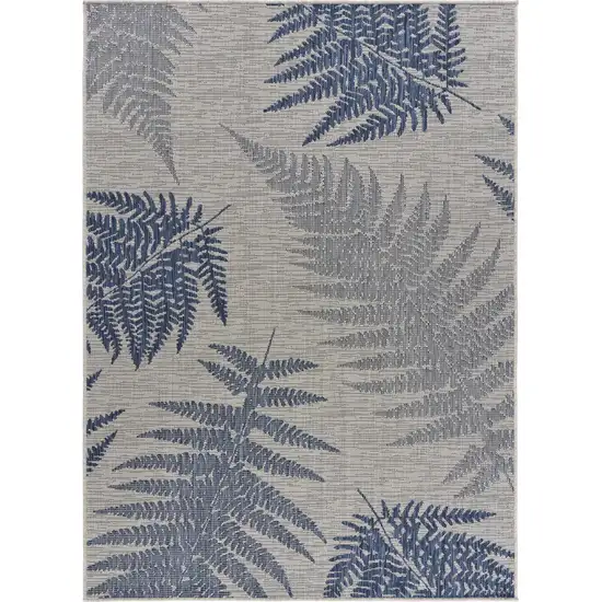 Navy Fern Leaves Indoor Outdoor Area Rug Photo 1