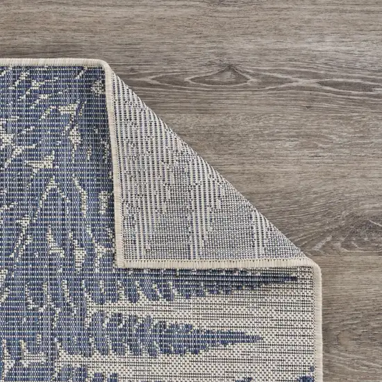 Navy Fern Leaves Indoor Outdoor Area Rug Photo 3