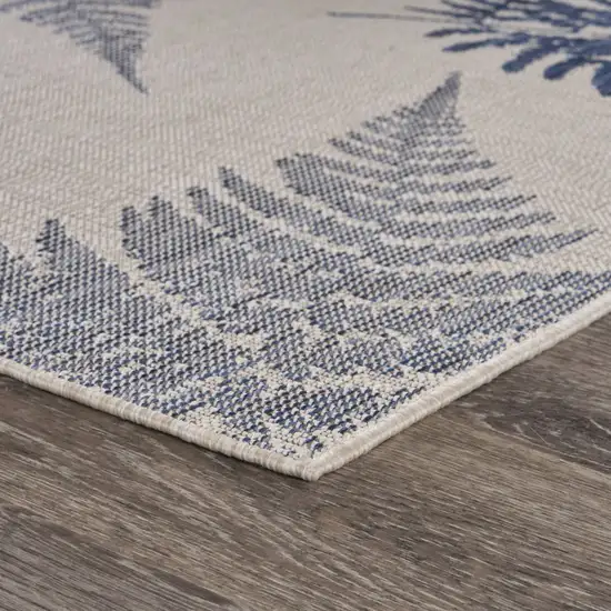 Navy Fern Leaves Indoor Outdoor Area Rug Photo 7