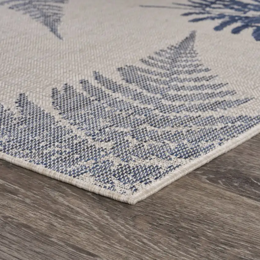 Navy Fern Leaves Indoor Outdoor Area Rug Photo 7