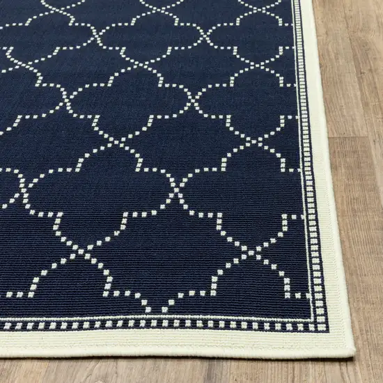 Navy Geometric Stain Resistant Indoor Outdoor Area Rug Photo 7
