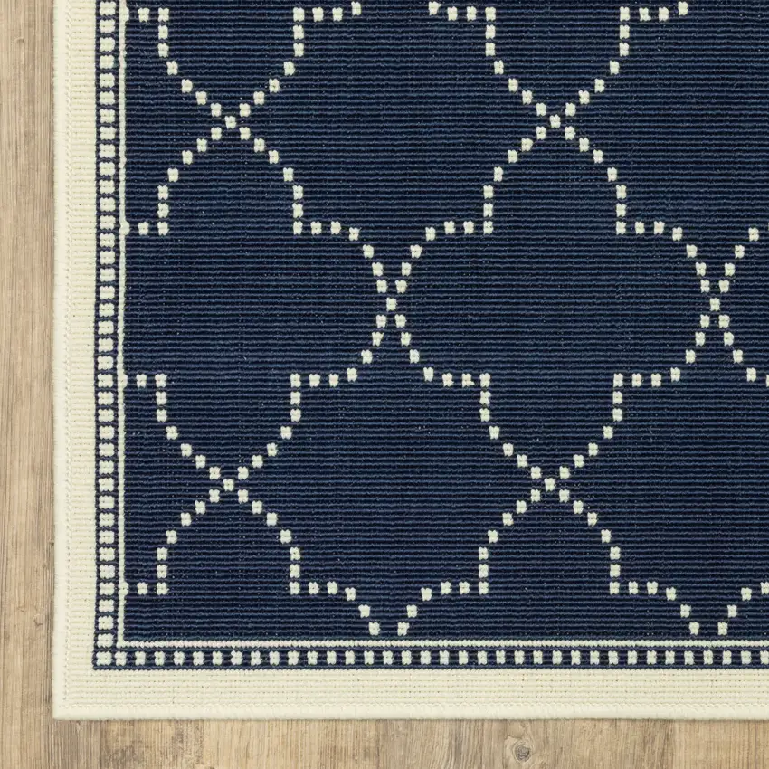 Navy Geometric Stain Resistant Indoor Outdoor Area Rug Photo 3