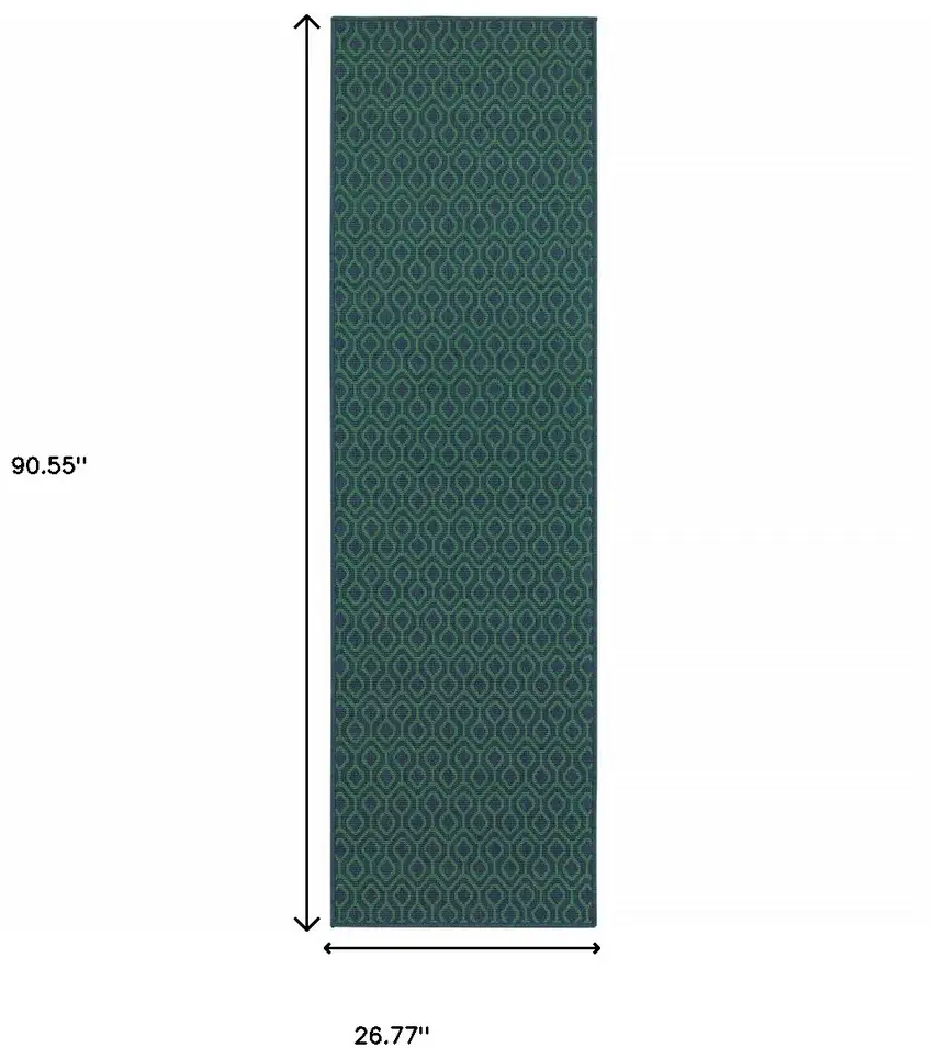 Navy Geometric Stain Resistant Indoor Outdoor Area Rug Photo 4