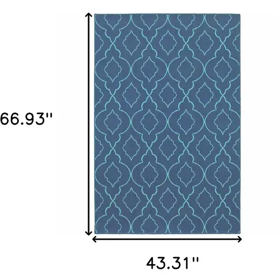 Blue Geometric Stain Resistant Indoor Outdoor Area Rug Photo 3