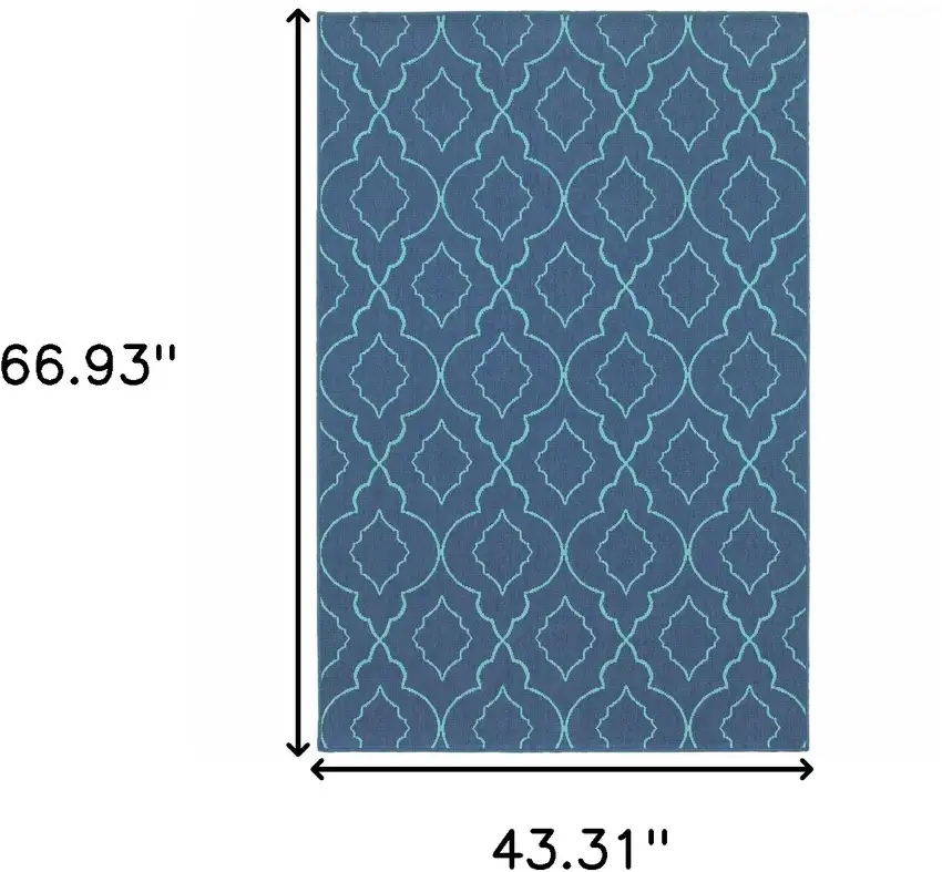 Blue Geometric Stain Resistant Indoor Outdoor Area Rug Photo 3