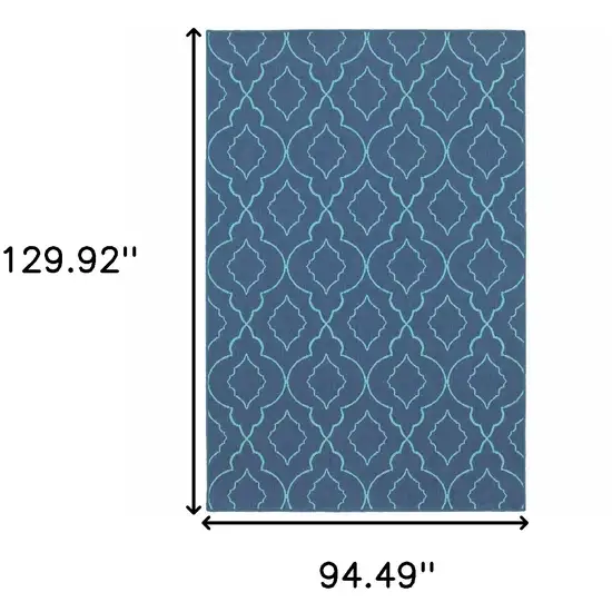 Blue Geometric Stain Resistant Indoor Outdoor Area Rug Photo 3