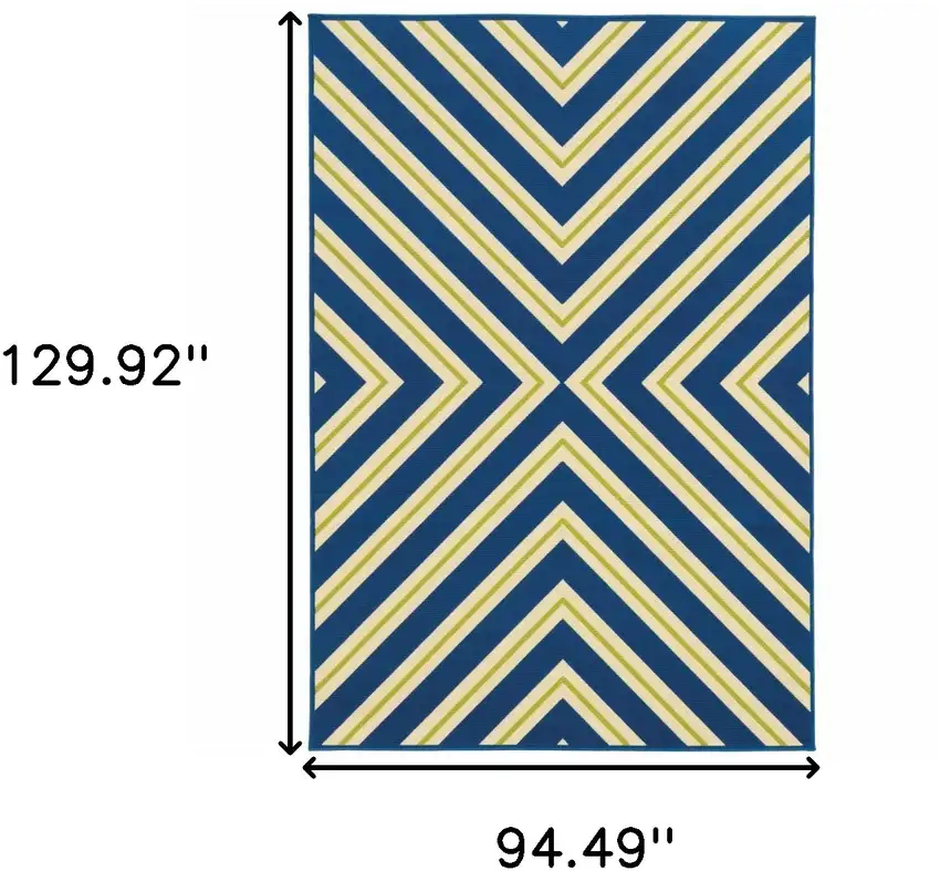 Navy Geometric Stain Resistant Indoor Outdoor Area Rug Photo 5