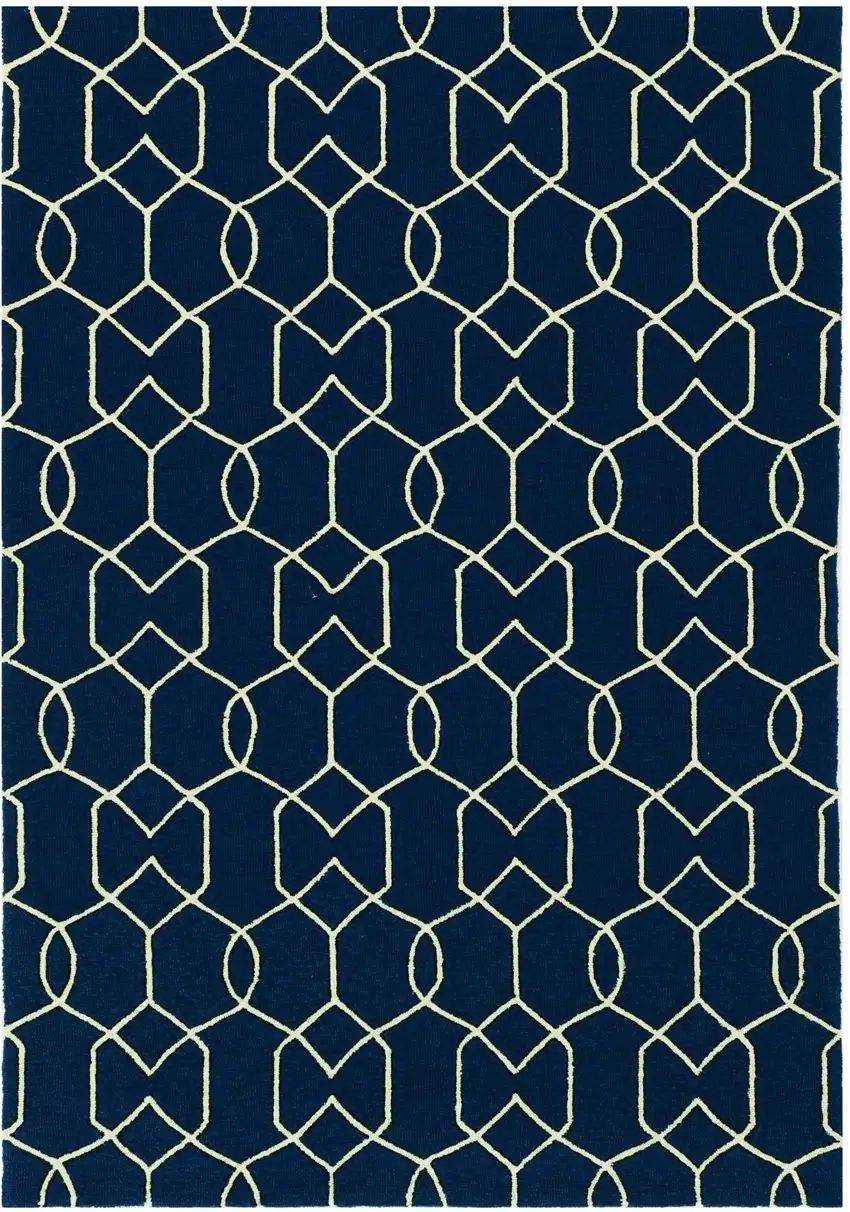 Navy Geometric Trellis Uv Treated Indoor Area Rug Photo 2