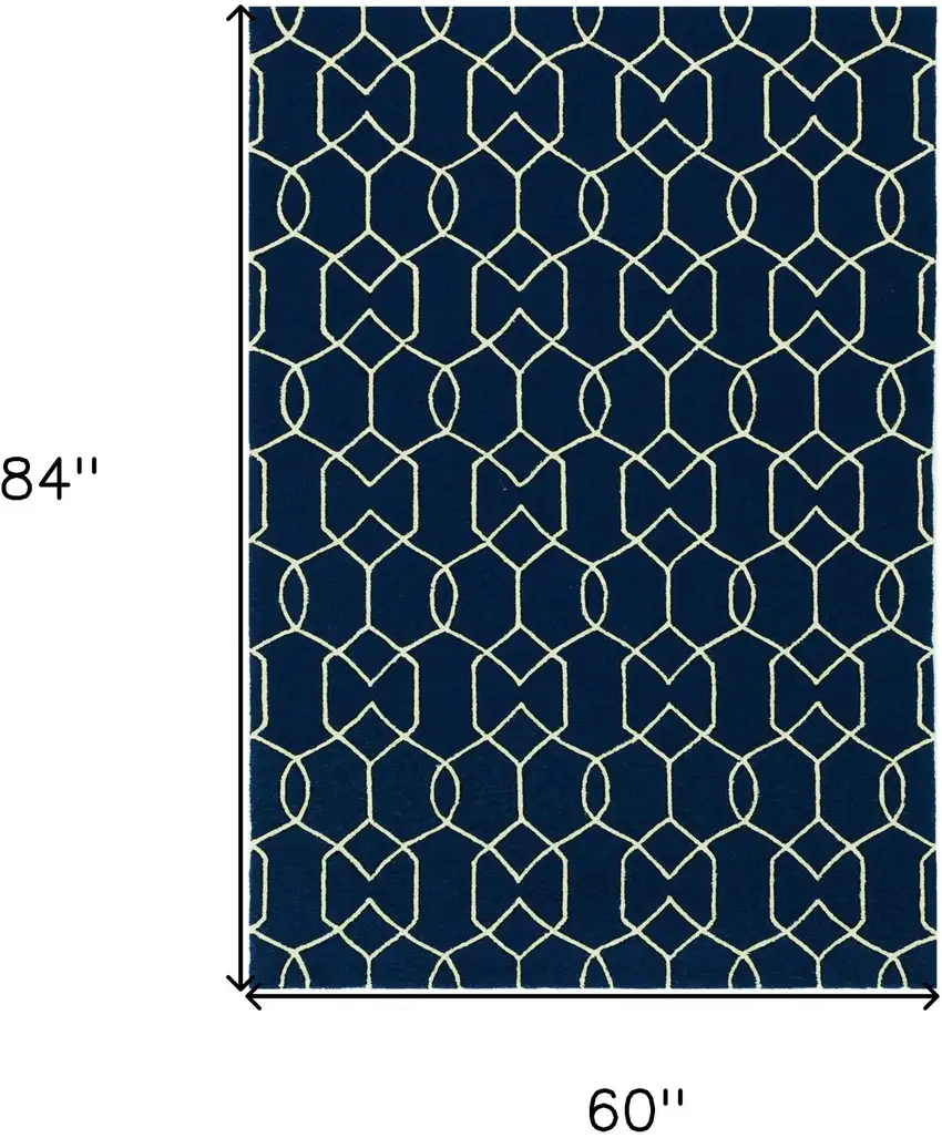 Navy Geometric Trellis Uv Treated Indoor Area Rug Photo 3