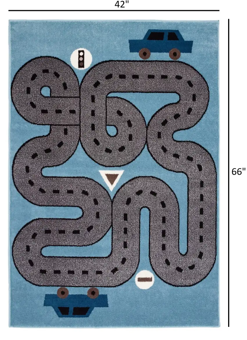 Navy Imaginative Racetrack Area Rug Photo 4