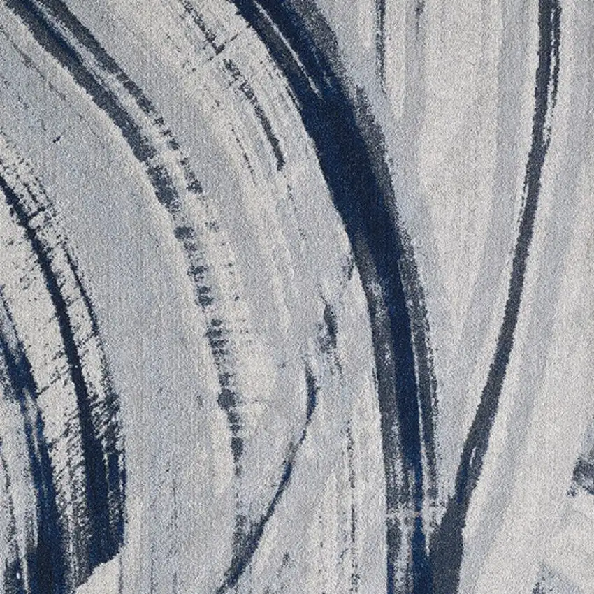 Ivory and Blue Abstract Area Rug Photo 4