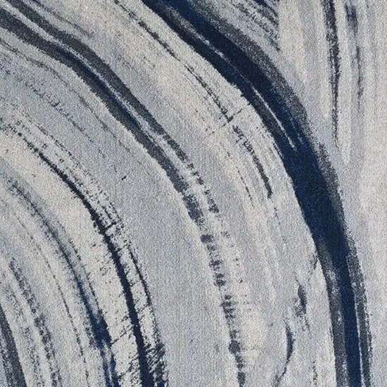 Ivory and Blue Abstract Area Rug Photo 9
