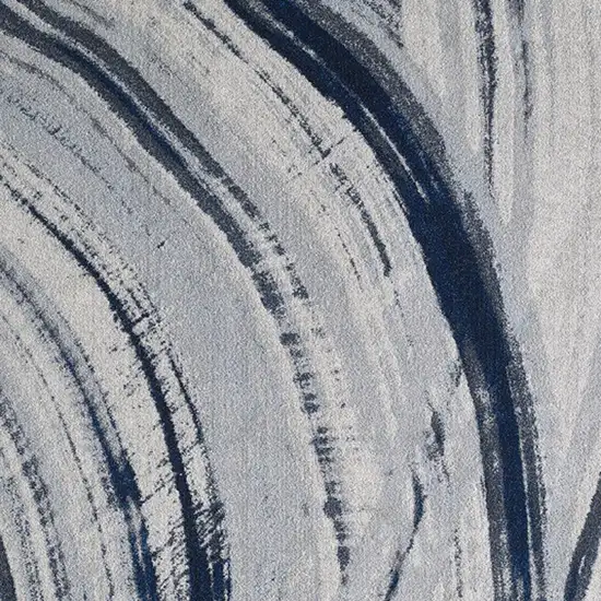 Ivory and Blue Abstract Area Rug Photo 9