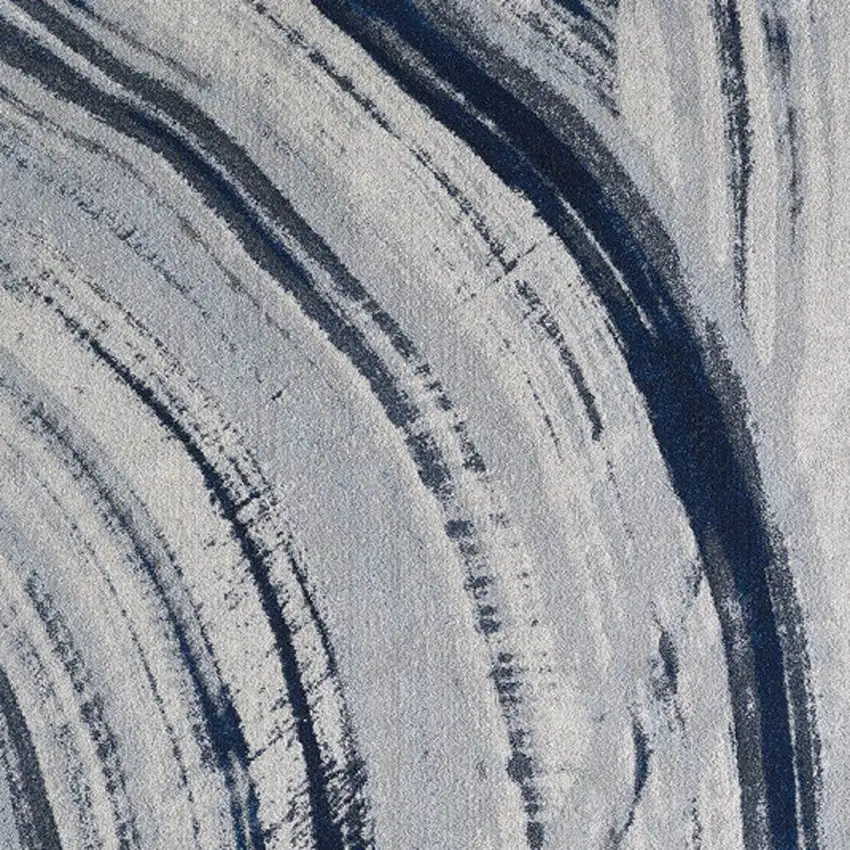 Ivory and Blue Abstract Area Rug Photo 4