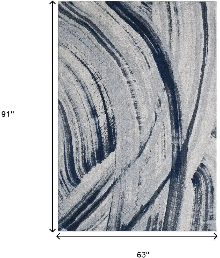 Ivory and Blue Abstract Area Rug Photo 9