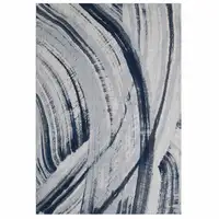 Photo of Navy Ivory Abstract Strokes Modern Area Rug
