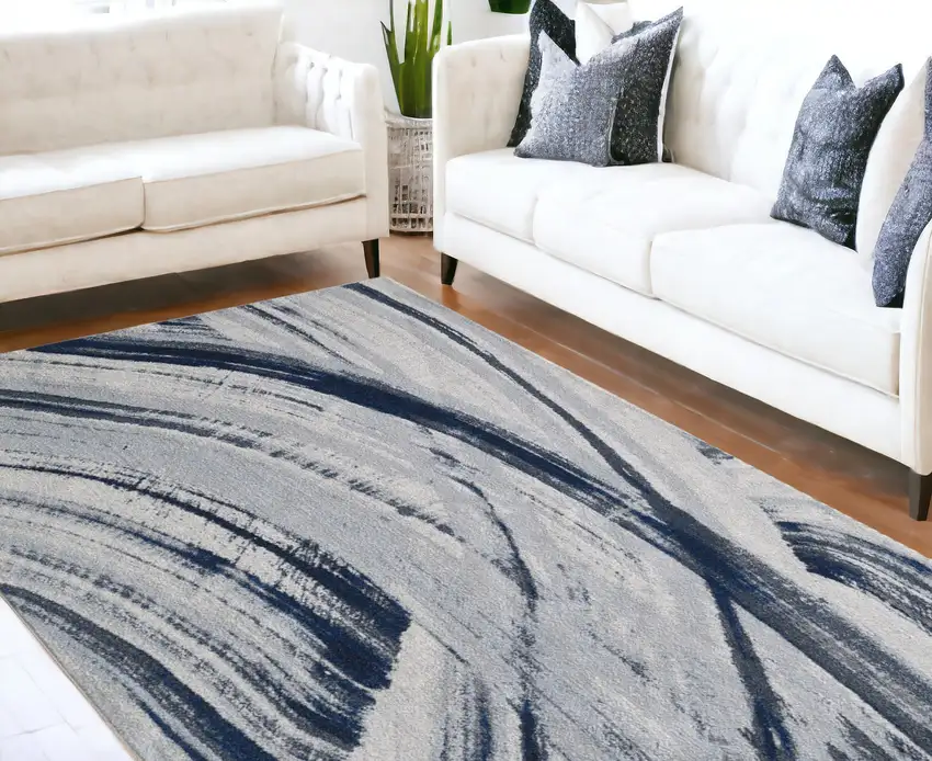 Blue Abstract Dhurrie Area Rug Photo 1
