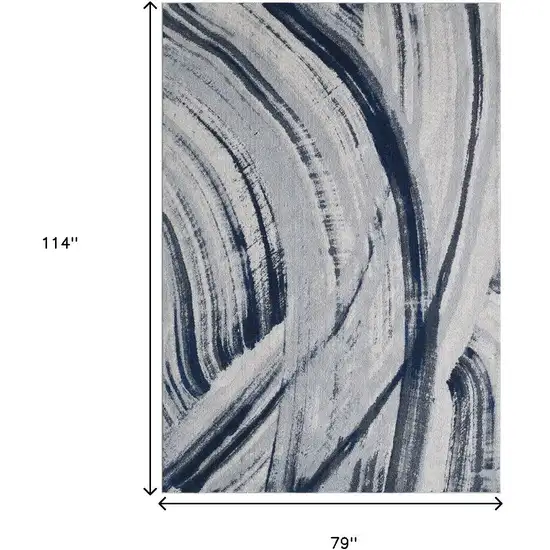 Ivory and Blue Abstract Area Rug Photo 8