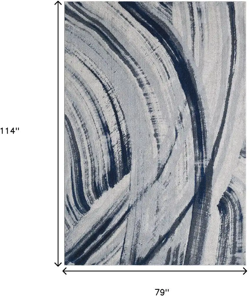 Ivory and Blue Abstract Area Rug Photo 8