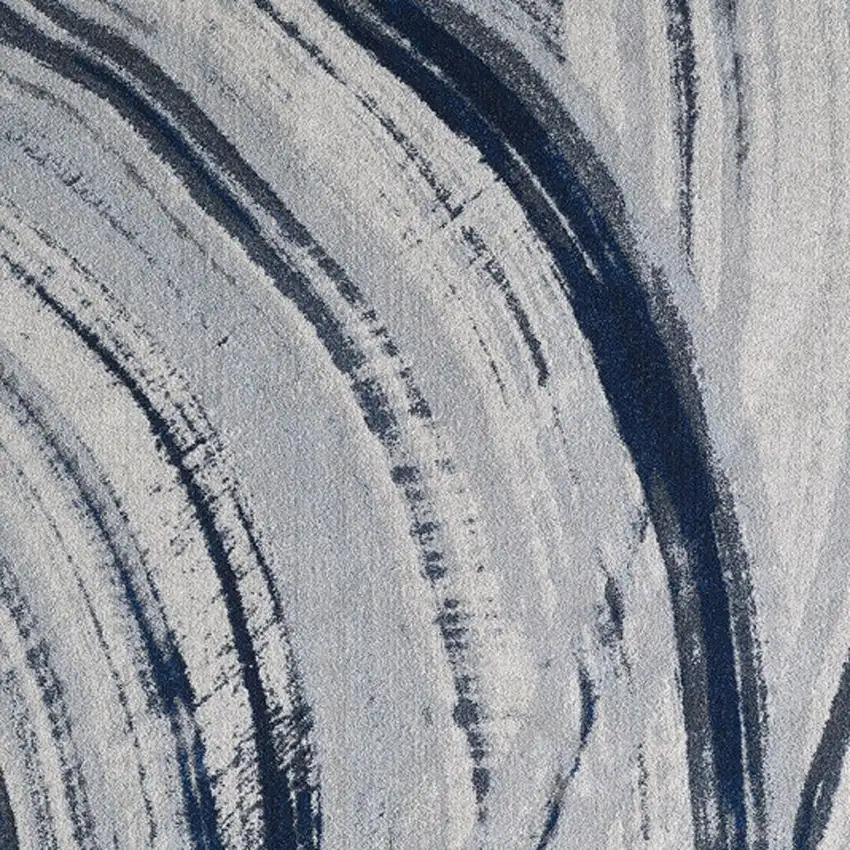 Ivory and Blue Abstract Area Rug Photo 3